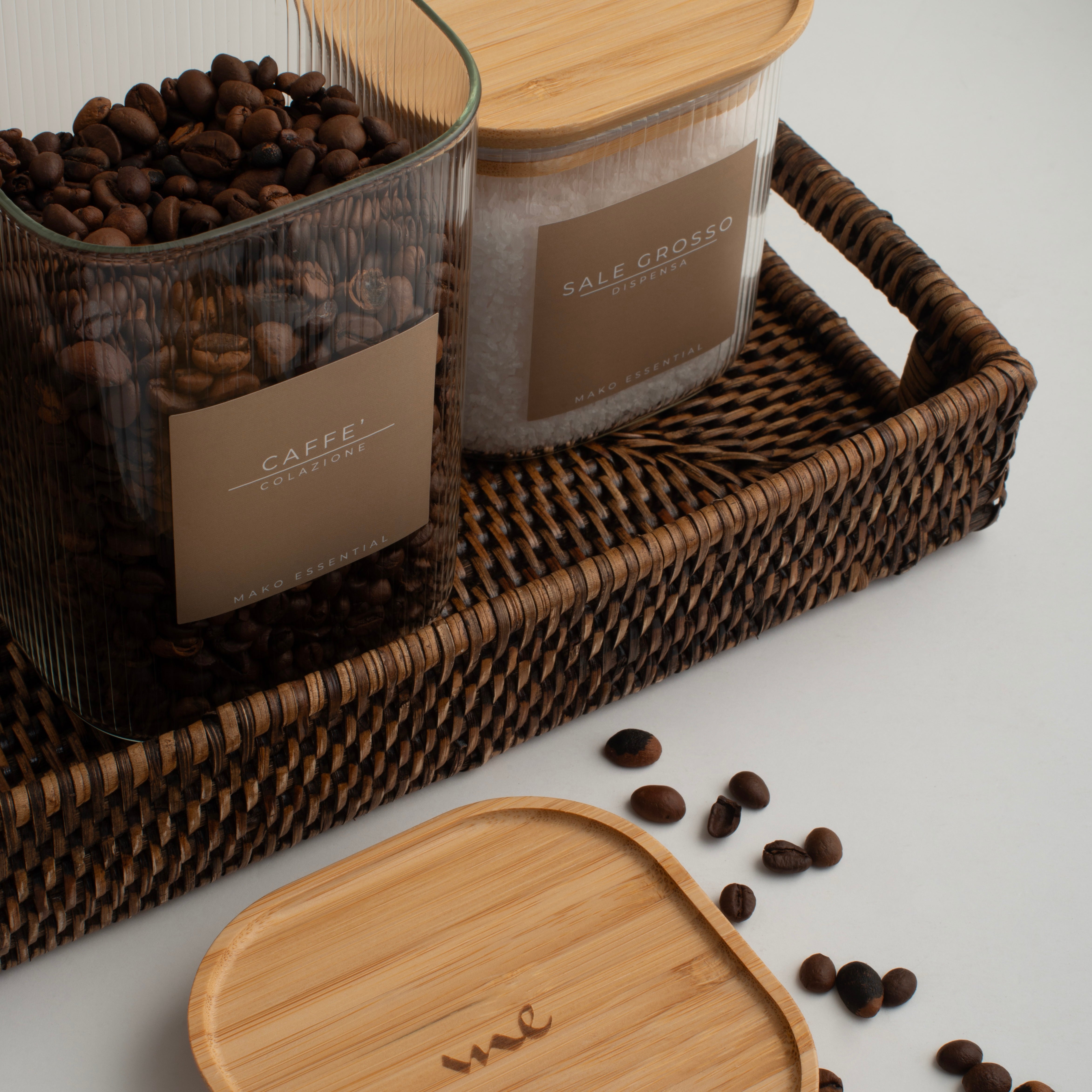 Set 3 Barattoli in vetro con tappo in bambù